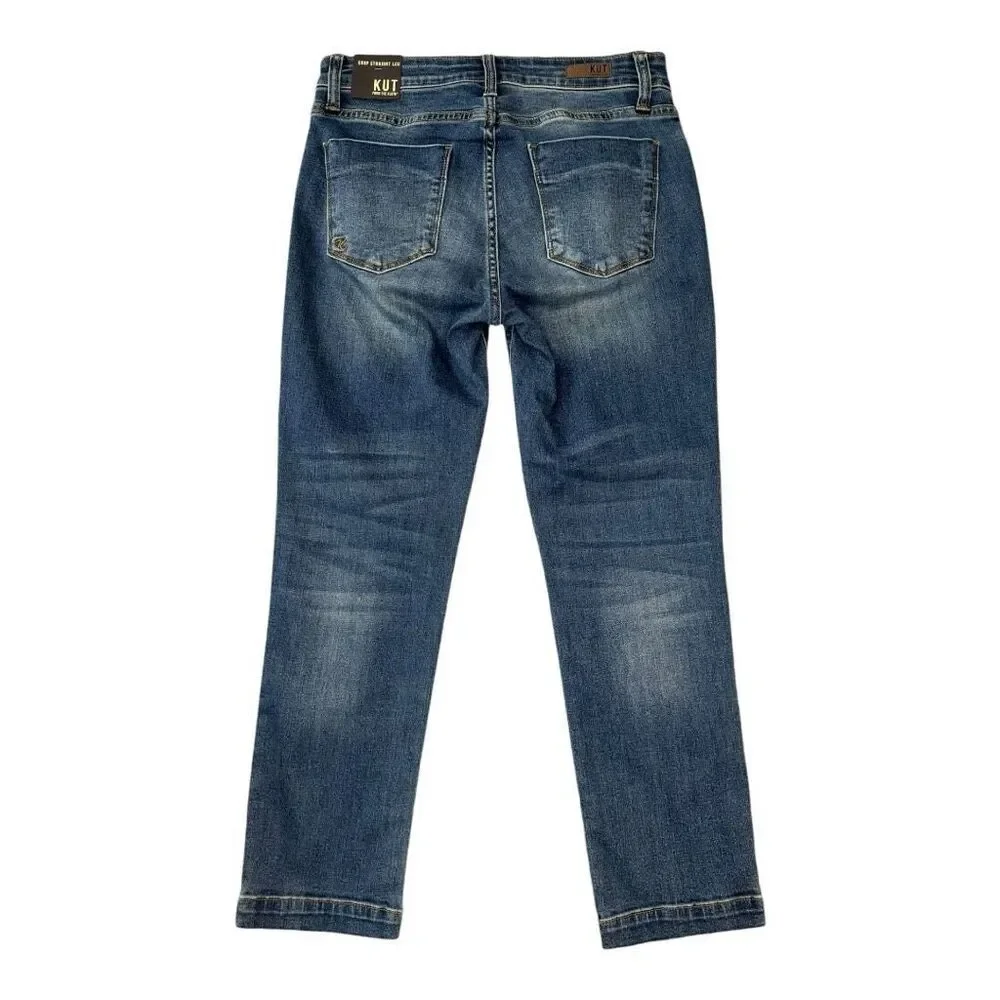 NEW KUT from the Kloth Women's‎ Crop Straight Leg Jeans Size 2 Blue Denim NWT